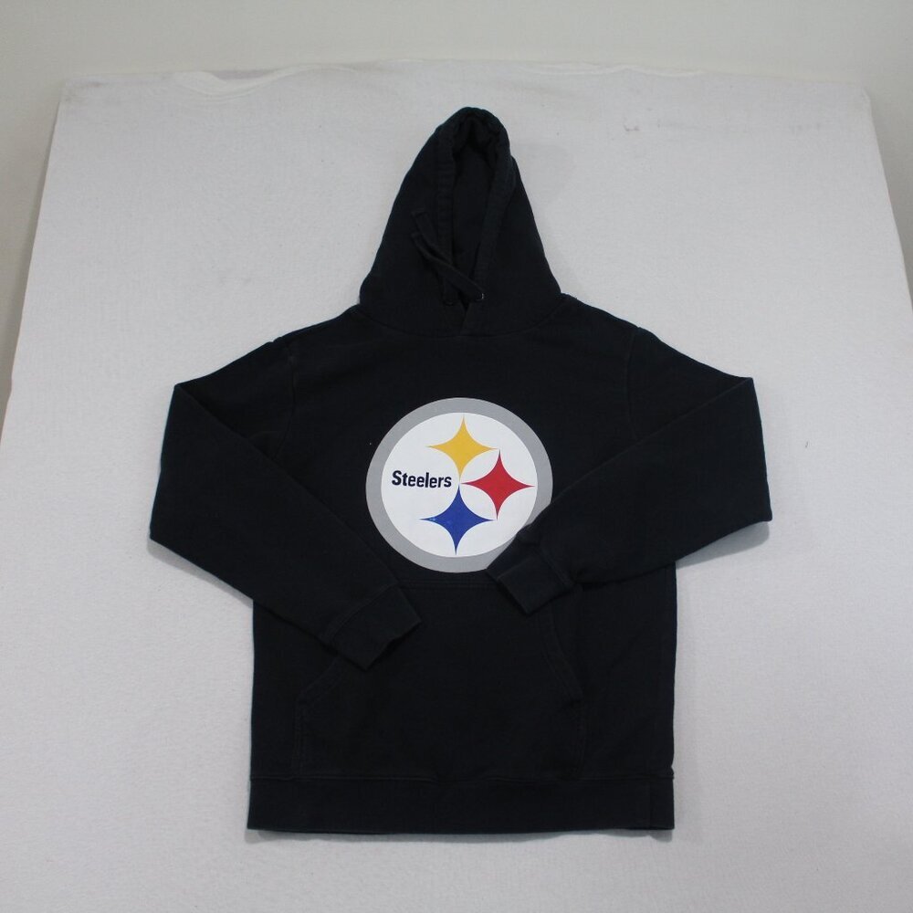 NFL Men Black Hoodie Sweater Pittsburg Steelers Smitch Schuster 19 Medium
